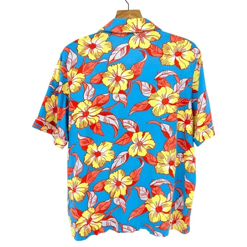 Faherty Hawaiian Shirt SDH X Max Top L.A. Floral Button Up Linen Size 3 Large - Picture 3 of 14